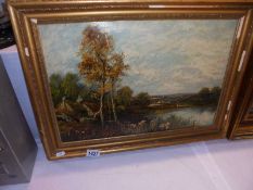 A framed oil on board rural scene, COLLECT ONLY.