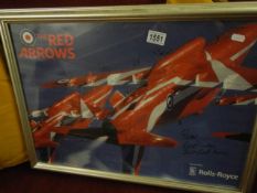 A framed and glazed Red Arrows print signed by some of the pilots. COLLECT ONLY.
