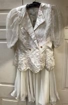 John Charles evening wear. Lovely embroidery and net sleeve jacket with flowing skirt