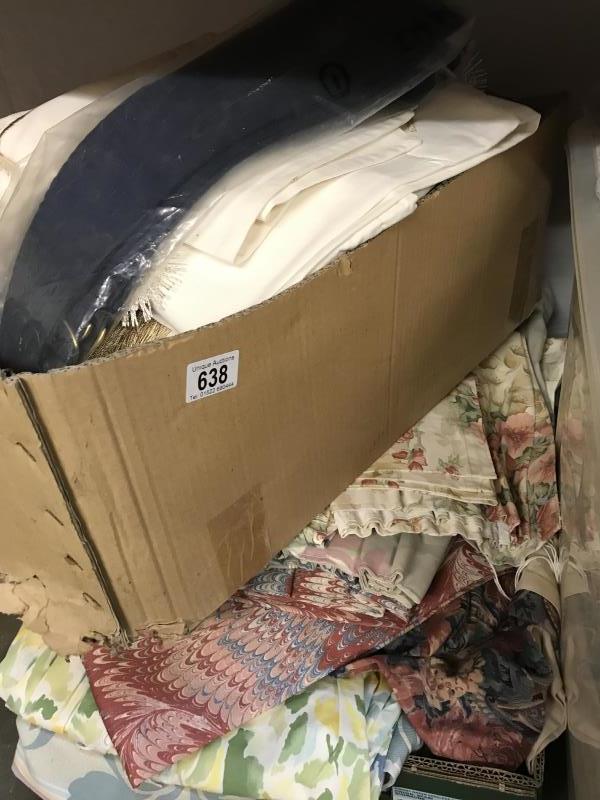 Two boxes of curtains and other