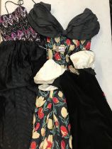 3 Dresses. 1x Little Black Velvet dress size 14. 1 x 2 tier dress with sequin top. 1x off shoulder