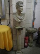 A Roman Emporial bust on a Corinthian column, (repair to bust see image) 163 cm tall, COLLECT ONLY.