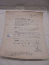 An O B E certificate for Major J M Hall signed by Queen Elizabeth II and Prince Philip.