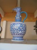 A large blue and white ewer, COLLECT ONLY.