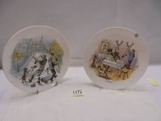 A pair of rare early Villeroy & Boch satirical plates makers marks for 1874-1909, a/f.
