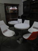 A set of six Italian Caligaris JAM chairs, a matching stool and two tables, COLLECT ONLY.