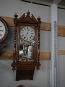 An Edwardian mahogany wall clock, COLLECT ONLY.