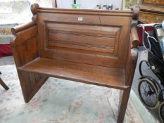 A 19th century oak pew/monks bench. COLLECT ONLY.