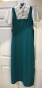Beautiful long green vintage dress with lace trim and tie back. Small