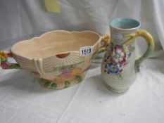 A vintage Arthur Woods posy bowl and same period a/f jug (chips to base).