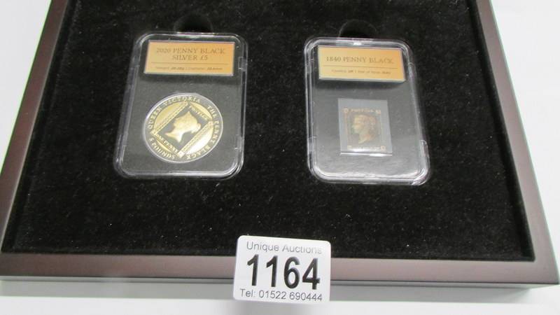 A cased 'Penny Black Collection' comprising a silver penny black and an 1840 penny black. - Image 2 of 3