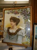 A framed and glazed study of a lady, COLLECT ONLY.