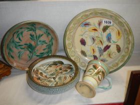 Four piece of studio pottery.