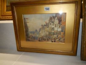 A framed and glazed Victorian street scene, COLLECT ONLY.