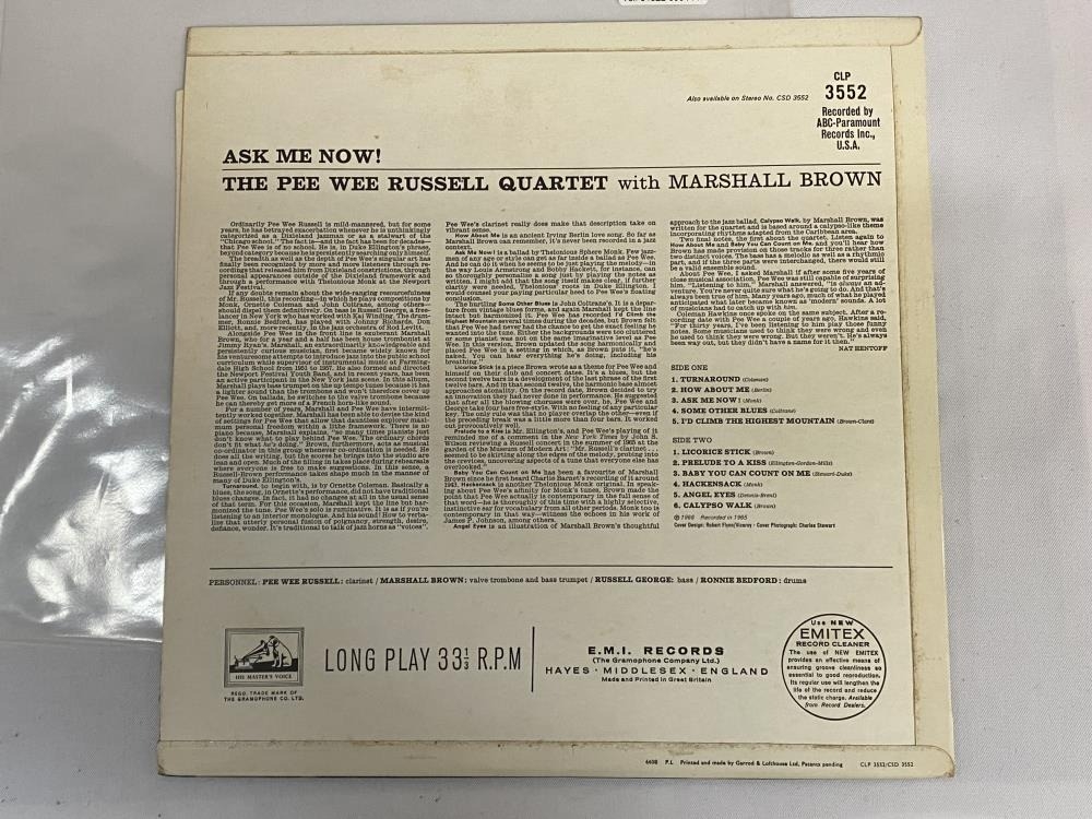 The Pee Wee Russell Quartet Ask Me Now! Jazz LP, 1966. HMV Label, CLP3552 Vinyl Nr Mint Cover Ex - Image 2 of 4