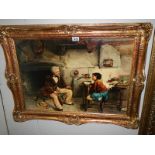 A gilt framed study of a violin tutor with student.