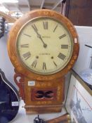 A mahogany inlaid drop dial wall clock marked A Sattele, Lincoln, A/F. COLLECT ONLY.