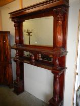 A good quality mahogany fire surround complete with overmantel mirror top, COLLLECT ONLY.