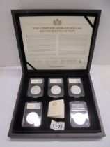 The Complete Morgan Dollar Mint Mark Collection in silver. In a wooden case.