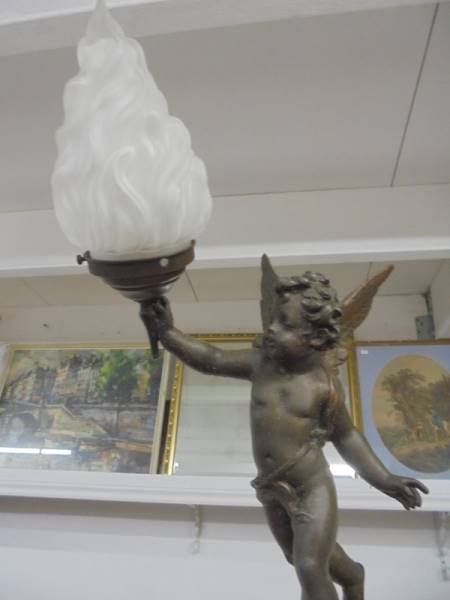 A Cherub table lamp with flame shade. - Image 2 of 3