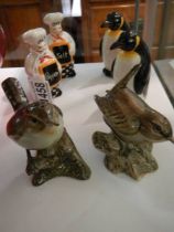 Three novelty salt & peppers - Penguins, Wrens and Chefs.