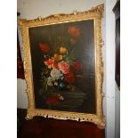 An early 20th century oil on canvas floral display, COLLECT ONLY.