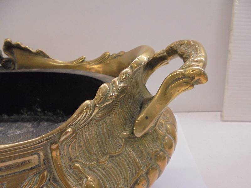 A French Regency style brass planter with metal liner. - Image 2 of 4