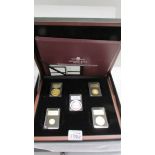 A Rare Limited Edition Gold And Silver Angel Coin Set, Gold 1oz, 1/2oz, 1/4oz, 1/8 oz & Silver 1oz