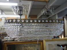 A large old oval 'basket' chandelier in good condition, 90 cm wide. COLLECT ONLY.