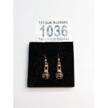 A pair of Rennie Macintosh style gold earrings, 1.6 grams.