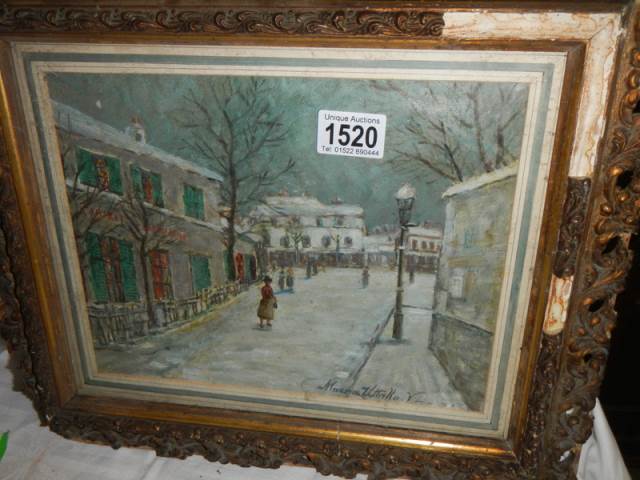 A framed and glazed early 20th century oil on board signed Marian Utrillo, frame a/f, COLLECT ONLY. - Image 2 of 7