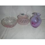 Three pieces of Murano style glass.