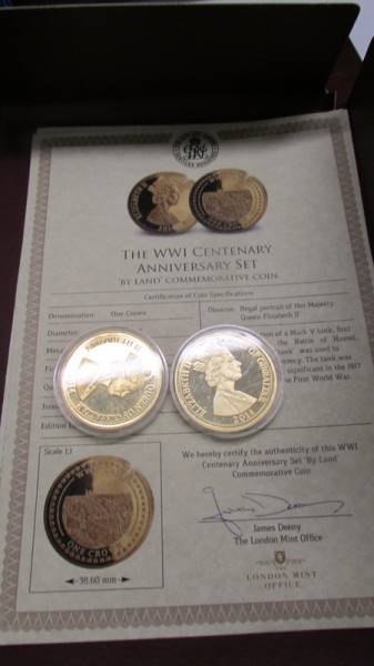 A case of copper-nickel/gold plated coins, WW1 centenary set, Falklands set etc., - Image 2 of 4