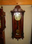 A Victorian mahogany Gustaf Becker double weight Vienna Wall clock, COLLECT ONLY.