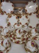 33 pieces of Royal Albert Old Country Roses tea and dinner ware, all first quality,