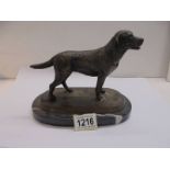 A bronze labrador on a marble base.