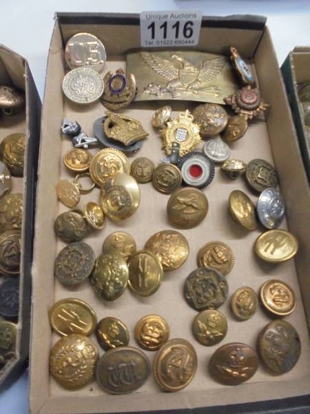 Three trays of assorted military buttons. - Image 3 of 4