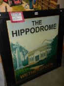 A 1990'S double sided hand painted pictorial pub sign 'The Hippodrome', 93 x 93 cm, COLLECT ONLY.