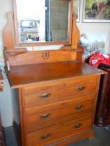 A satin walnit three drawer dressing table, COLLECT ONLY.