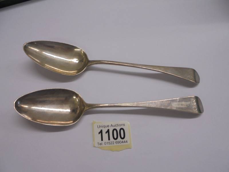 Two silver dessert spoons London 1795 Steven Adams and 1798 Richard Crossley, Approximately 80 grams