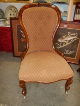 A mahogany framed cabriole leg ladies chair. COLLECT ONLY.