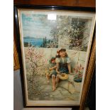 A framed and glazed study of two girls, COLLECT ONLY.