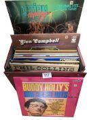 A case of LPs including Elvis, Buddy Holly etc