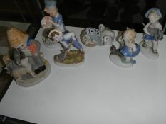 Six Lladro style figures.