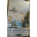 A framed British Railways poster 'The Norfolk Broads', COLLECT ONLY.