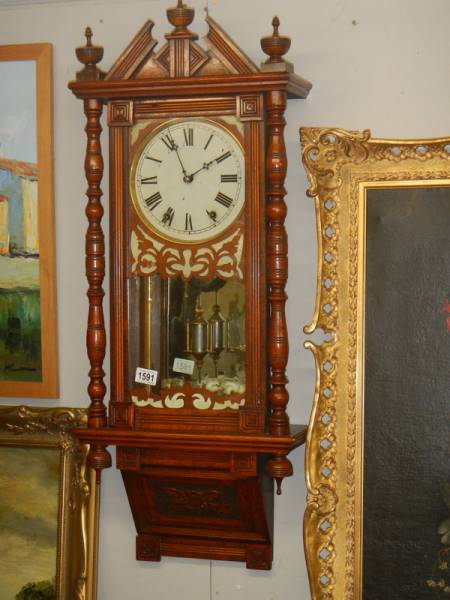 An early Edwardian drop dial wall clock, COLLECT ONLY.