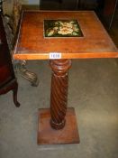 An early 20th century plant stand with old tile top, COLLECT ONLY.
