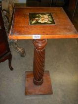 An early 20th century plant stand with old tile top, COLLECT ONLY.