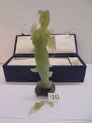 A boxed Chinese Jade figure (a/f but pieces present) height including base 24 cm.