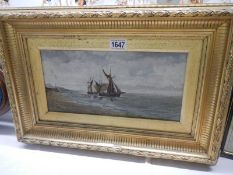 A gilt framed oil on canvas seascape.